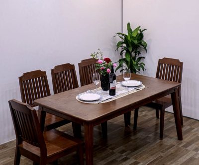 Bộ bàn ăn Vega mặt gỗ và Ghế 7 Nan
