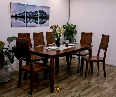 Bộ bàn ăn Vega mặt gỗ và ghế Luxy New