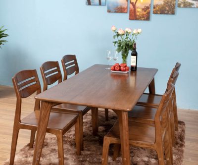 Bộ bàn ăn Vega mặt gỗ và ghế Vega 3