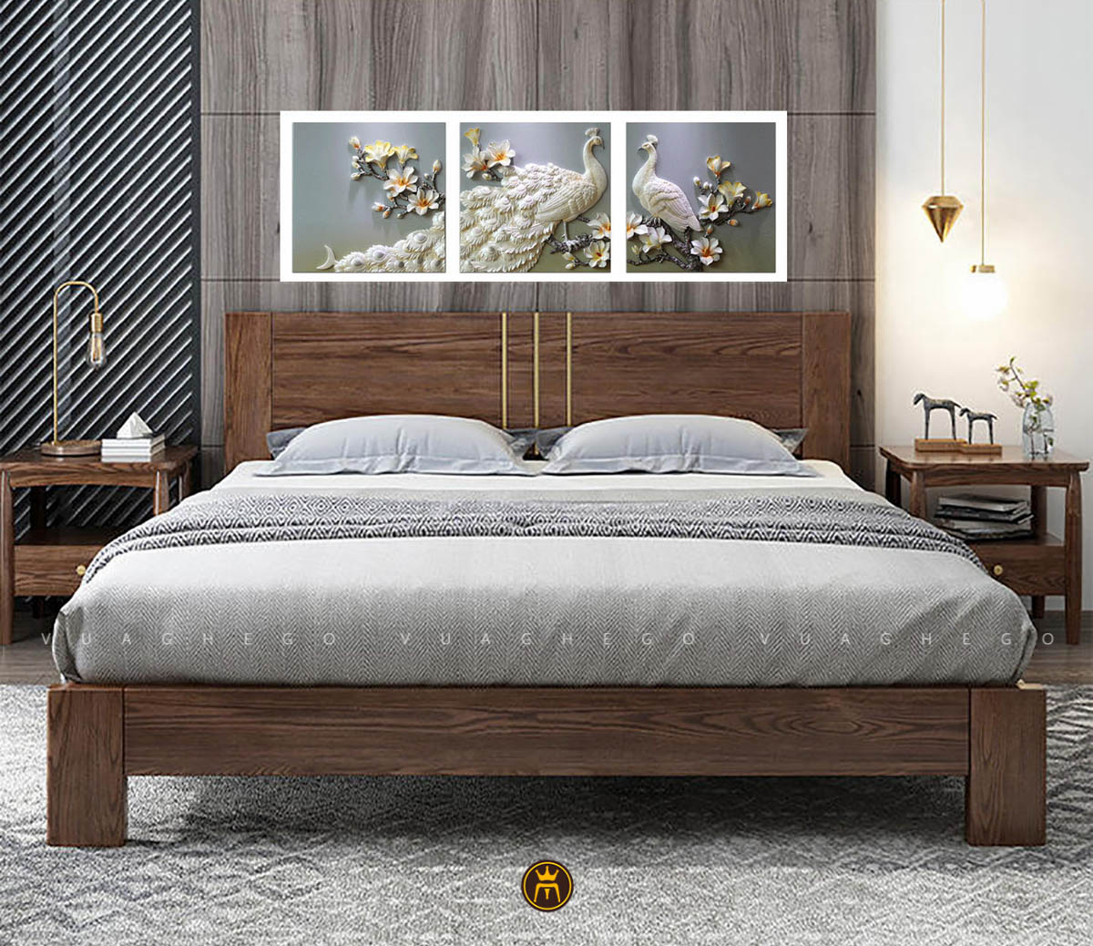 Giường ngủ gỗ óc chó V02