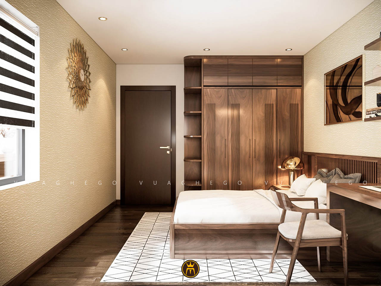 Không gian phòng ngủ chung cư được thiết kế hợp lý để tối ưu công năng