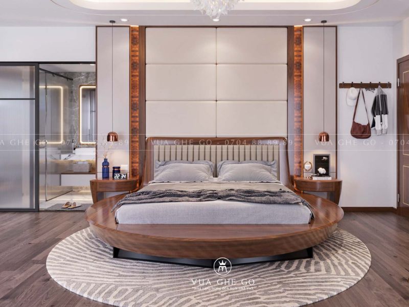 Giường ngủ gỗ tự nhiên chân sắt
