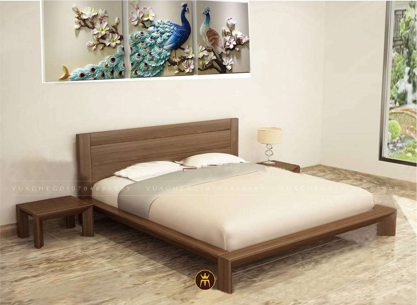 Các mẫu giường ngủ gỗ sồi cho không gian phòng hiện đại
