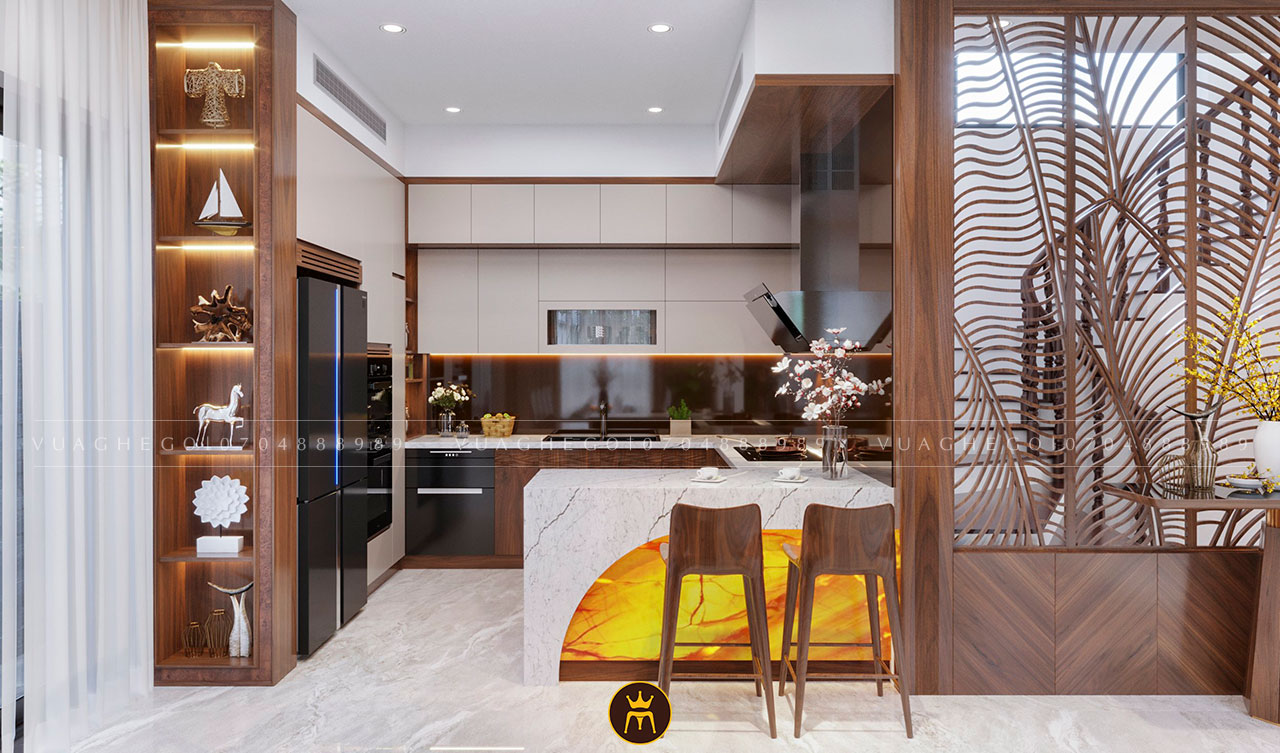 Thiết kế nội thất phòng bếp ăn hiện đại - Dự án nhà phố chú Chiến 