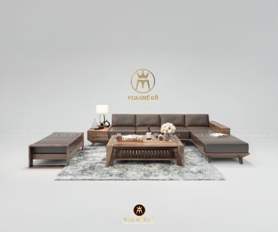 Sofa gỗ óc chó chữ L VG02