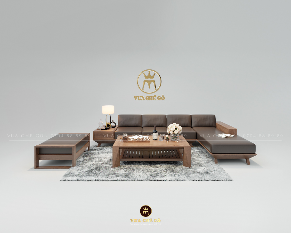 Sofa gỗ óc chó chữ L VG02