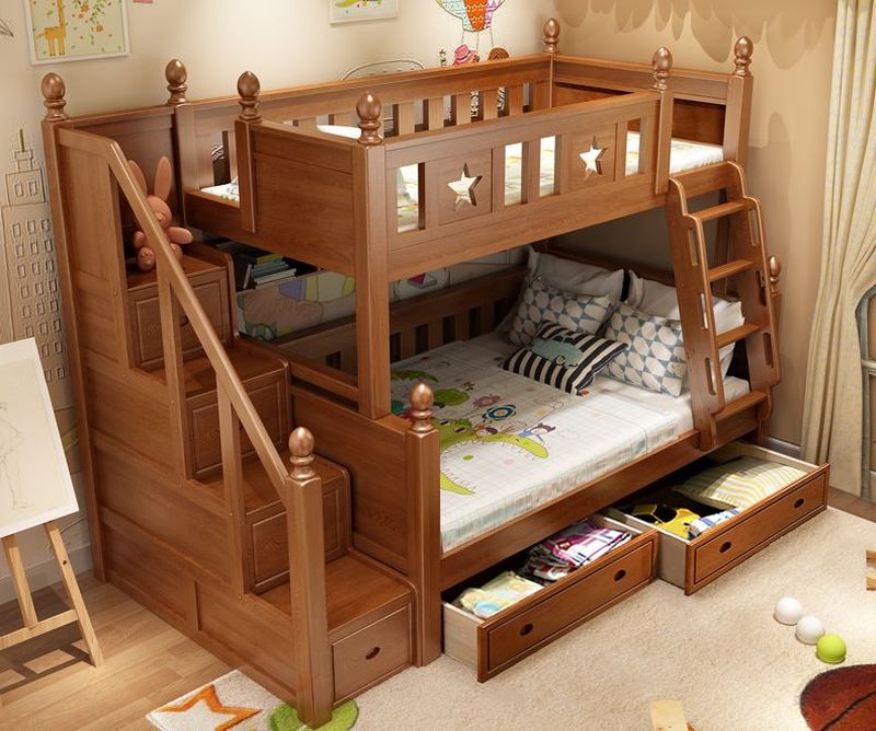 Kiểu giường tầng gỗ sồi cho bé