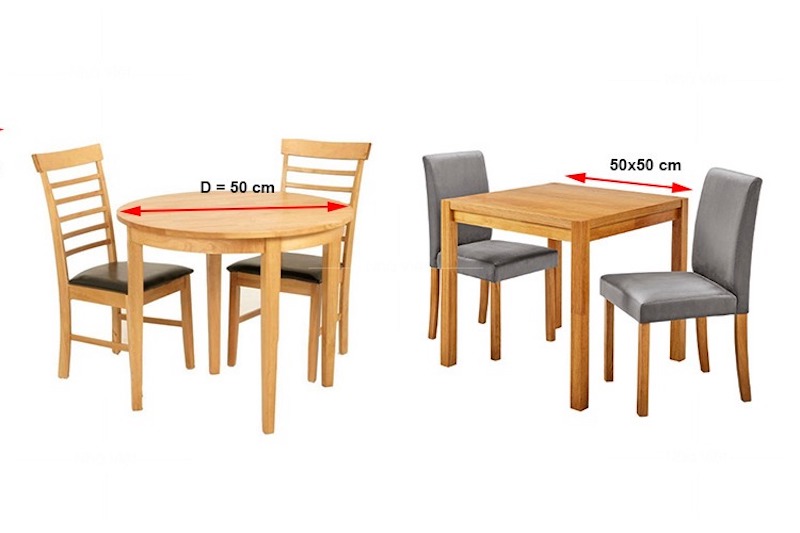 Kích thước bàn ăn 2 người ngồi