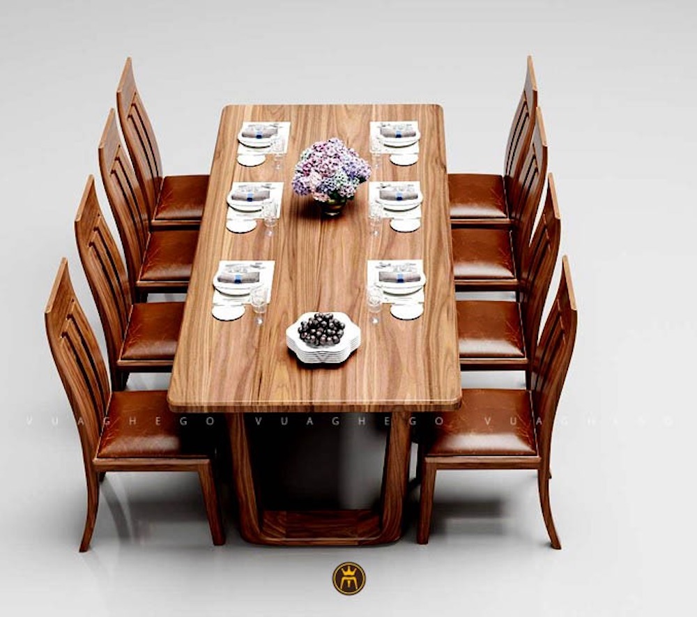 Mẫu bàn ăn 8 ghế đẹp gỗ óc chó