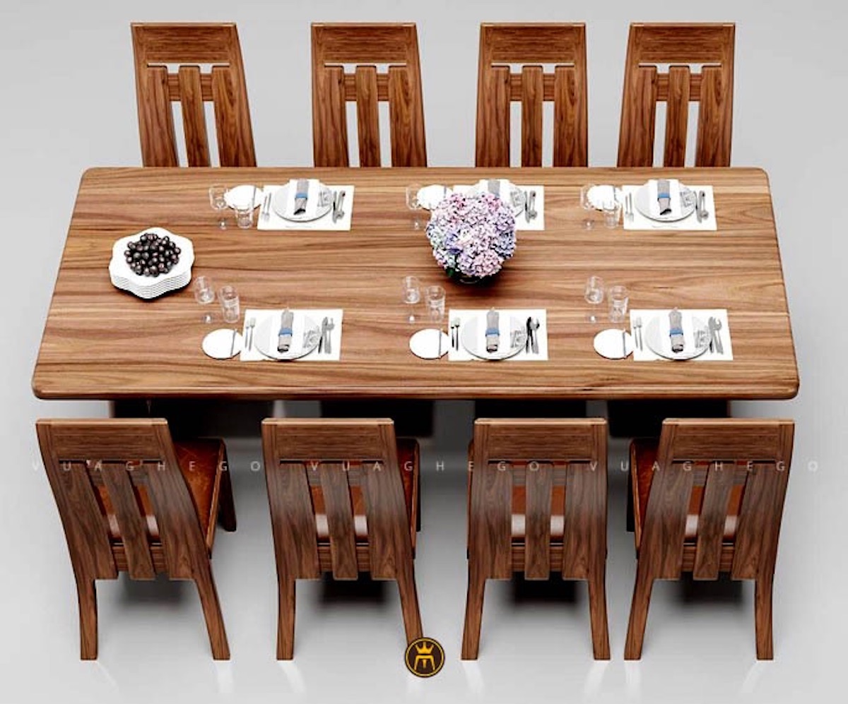 Bộ bàn ăn gỗ sồi 8 ghế hiện đại