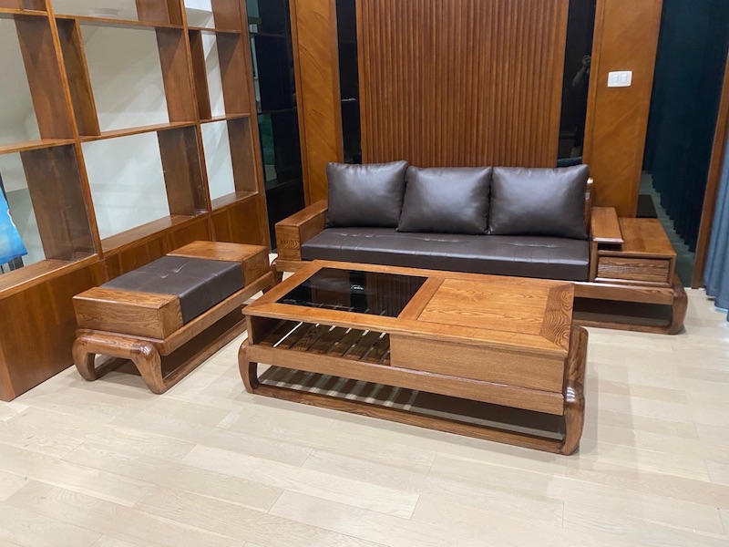 Ghế sofa cho phòng khách 25m2 chất liệu gỗ sang trọng