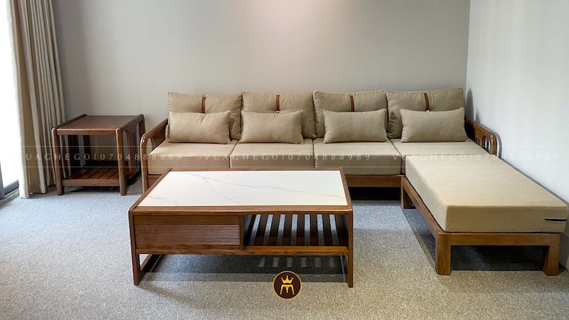 Sofa nan đệm nỉ phong cách Indochine