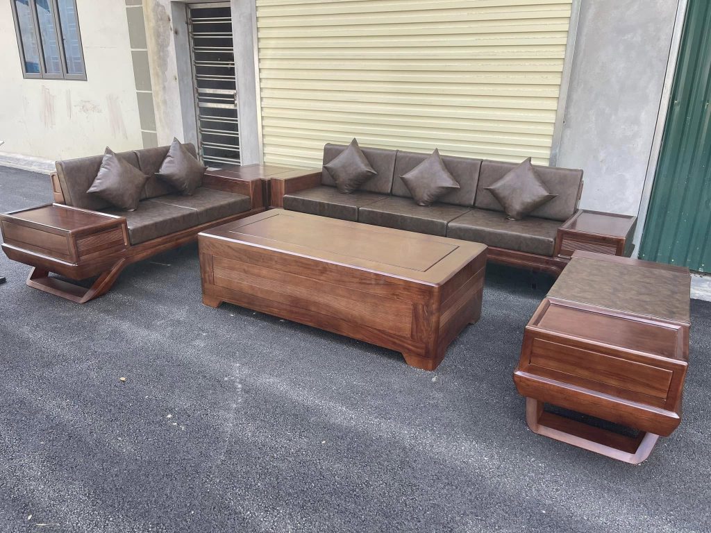 Ghế sofa cho phòng khách 25m2 chất liệu gỗ sang trọng