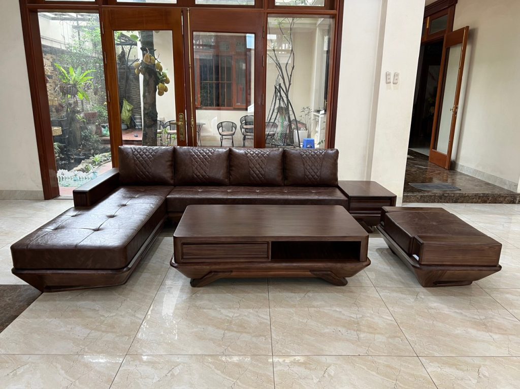 Ghế sofa gỗ sồi chữ L