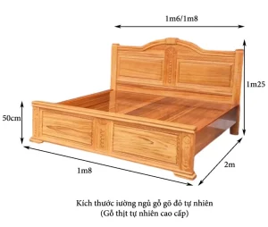 Giường gỗ tự nhiên có kết cấu chắc chắn, độ bền cao