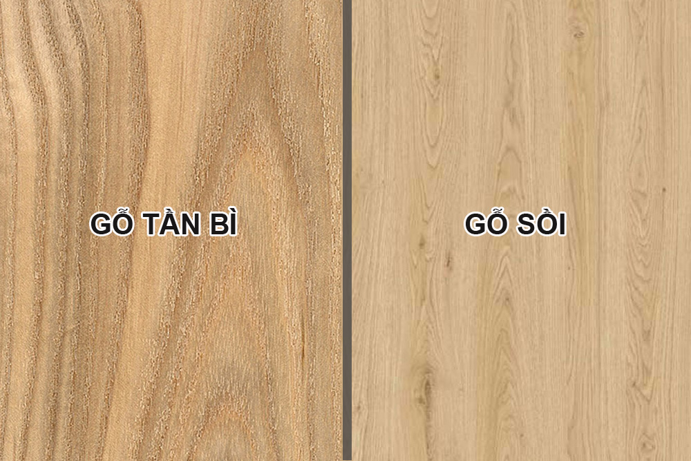 Gỗ sồi có đường vân thẳng hoặc hình elip