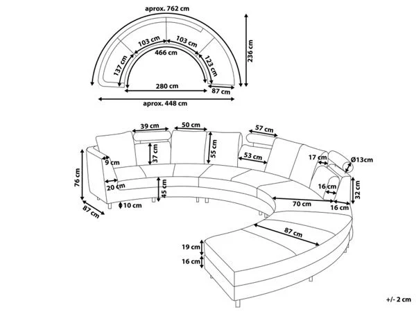 Kích thước sofa tròn