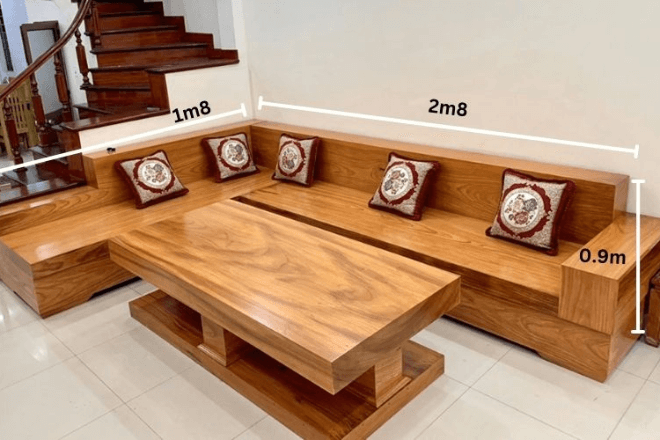 Sofa gỗ tự nhiên chữ L