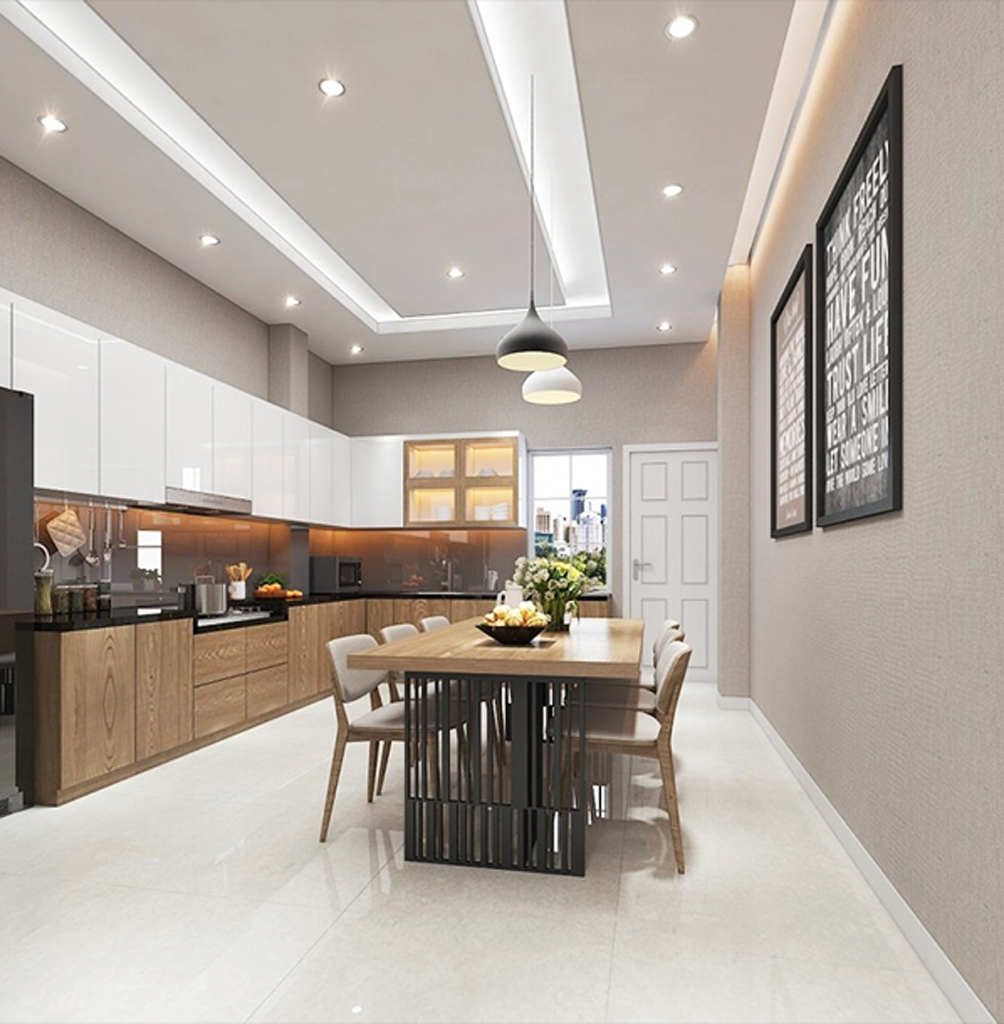 Trang trí nhà bếp bằng hệ thống đèn hiện đại