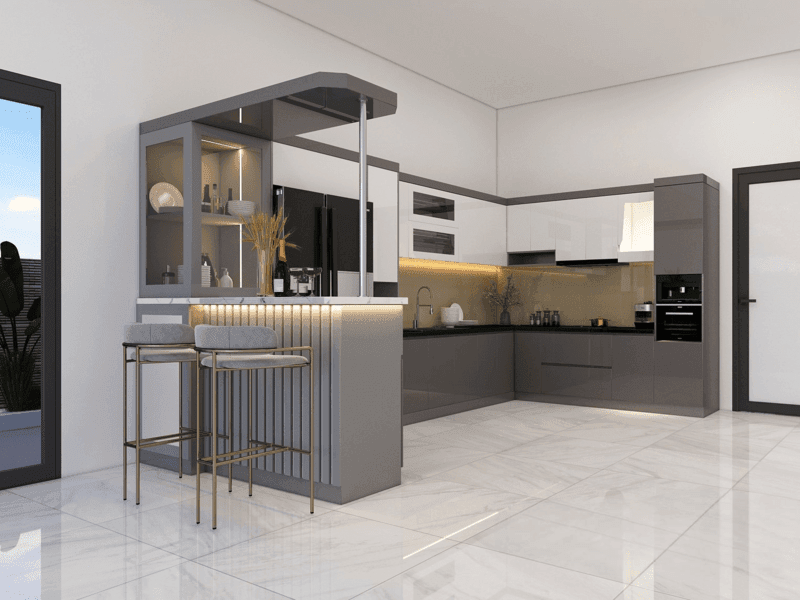 Trang trí nhà bếp với một quầy bar mini