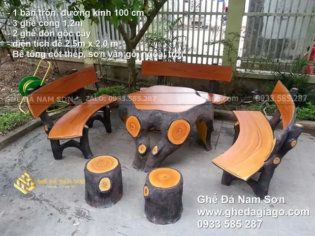 Bàn Ghế Đá Giả Gỗ Bàn Ghế Đá Giả Gỗ