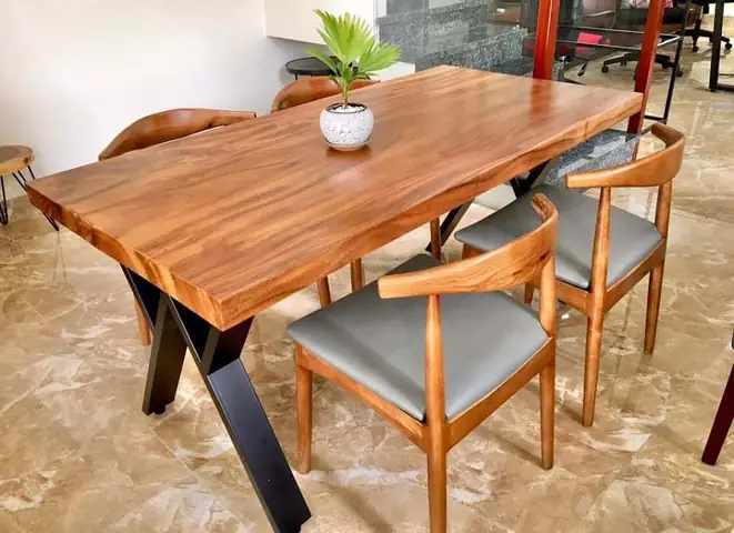 Bàn Ghế Gỗ Xà Cừ Nguyên Khối
