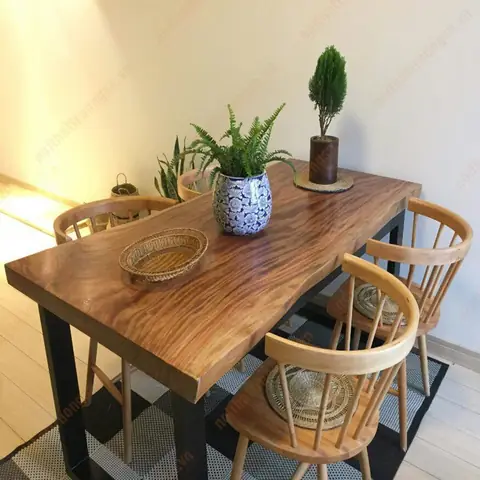 Bàn Ghế Gỗ Xà Cừ Nguyên Khối
