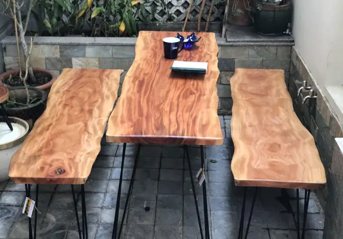Bàn Ghế Gỗ Xà Cừ Nguyên Khối