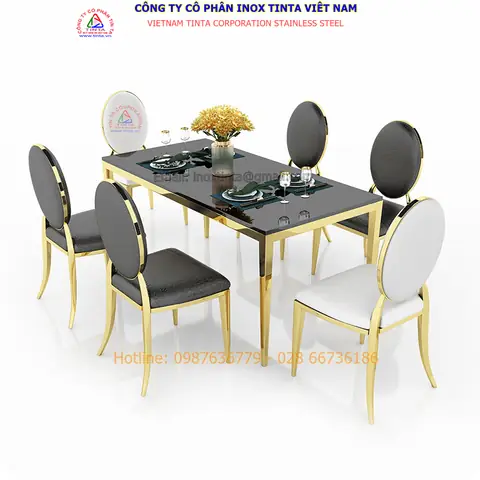 Bàn Ghế Inox Mạ Vàng