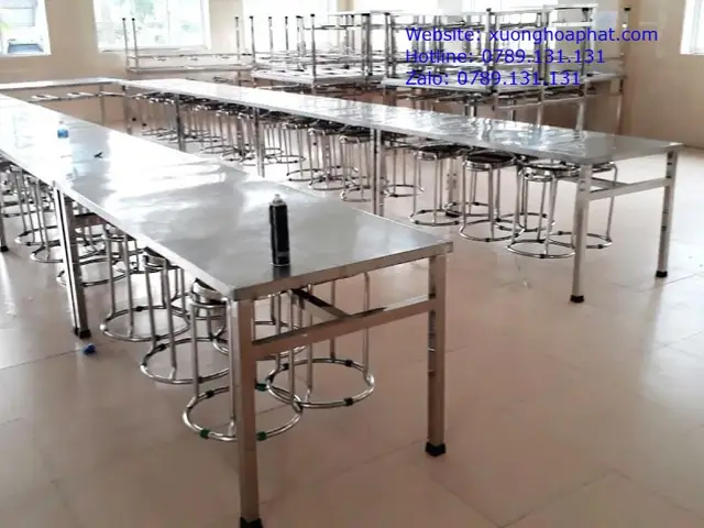 Bàn Ghế Inox Nhà Ăn Công Nghiệp