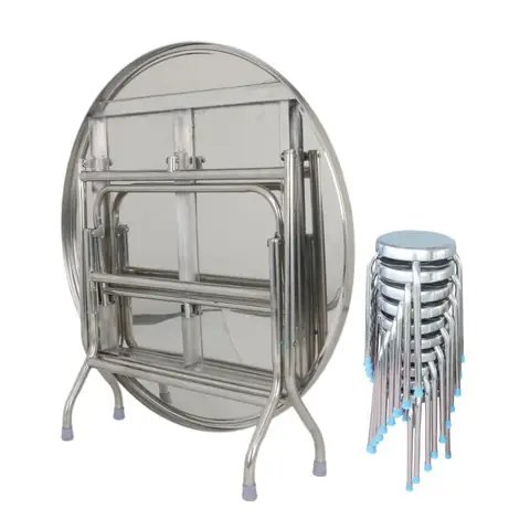 Bàn Ghế Tròn Inox 304 Bàn Ghế Tròn Inox 304