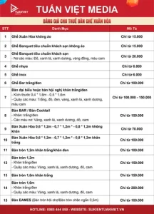Bảng Giá Ghế Xuân Hòa