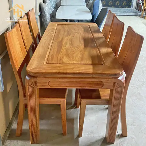 Bộ Bàn An 6 Ghế Gỗ Tự Nhiên