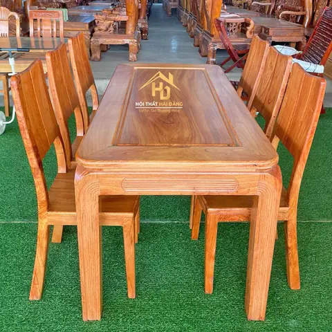 Bộ Bàn An 6 Ghế Gỗ Tự Nhiên