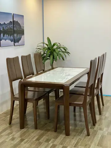 Bộ Bàn An 6 Ghế Gỗ Tự Nhiên