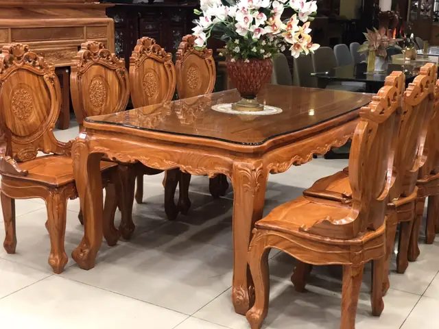 Bộ Bàn Ăn 8 Ghế Gỗ Gõ Đỏ Bộ Bàn Ăn 8 Ghế Gỗ Gõ Đỏ