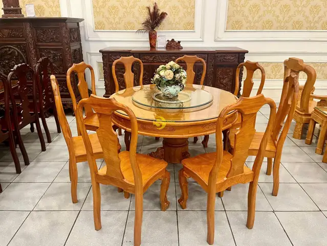 Bộ Bàn Ăn 8 Ghế Gỗ Gõ Đỏ Bộ Bàn Ăn 8 Ghế Gỗ Gõ Đỏ