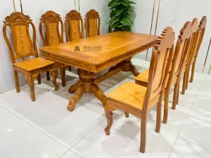 Bộ Bàn An Gỗ Căm Xe 8 Ghế
