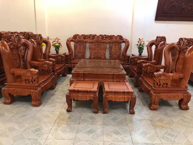 Bộ Bàn Ghế Gỗ Hương Tay 14 10 Món Bộ Bàn Ghế Gỗ Hương Tay 14 10 Món