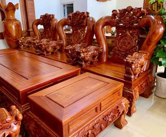 Bộ Bàn Ghế Gỗ Hương Tay 16 Bộ Bàn Ghế Gỗ Hương Tay 16