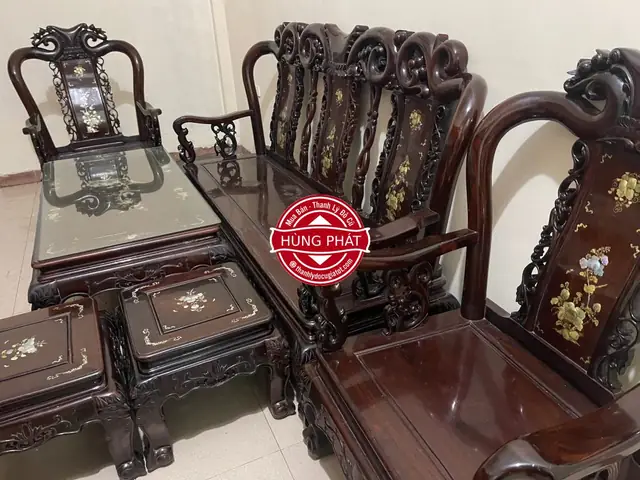 Bộ Bàn Ghế Gỗ Khảm Trai Bộ Bàn Ghế Gỗ Khảm Trai