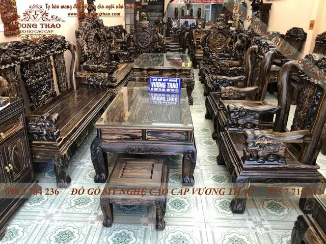 Bộ Bàn Ghế Gỗ Mun Tay 12 Bộ Bàn Ghế Gỗ Mun Tay 12