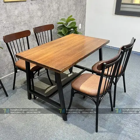 Ghế Khung Sắt Mặt Gỗ