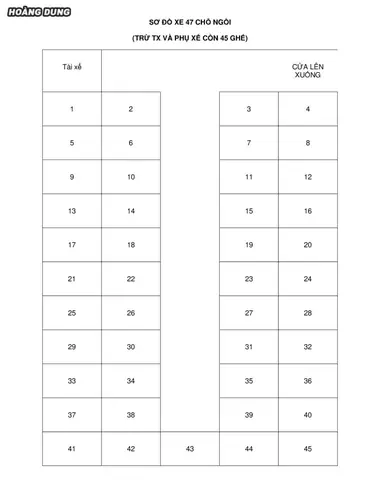Sơ Đồ Ghế Xe 45 Chỗ Sơ Đồ Ghế Xe 45 Chỗ