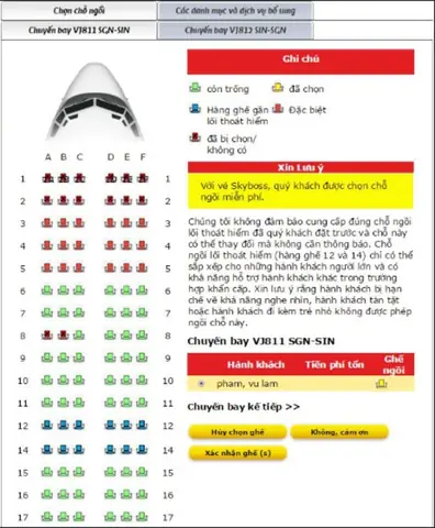 Số Ghế Trên Máy Bay Vietjet Số Ghế Trên Máy Bay Vietjet